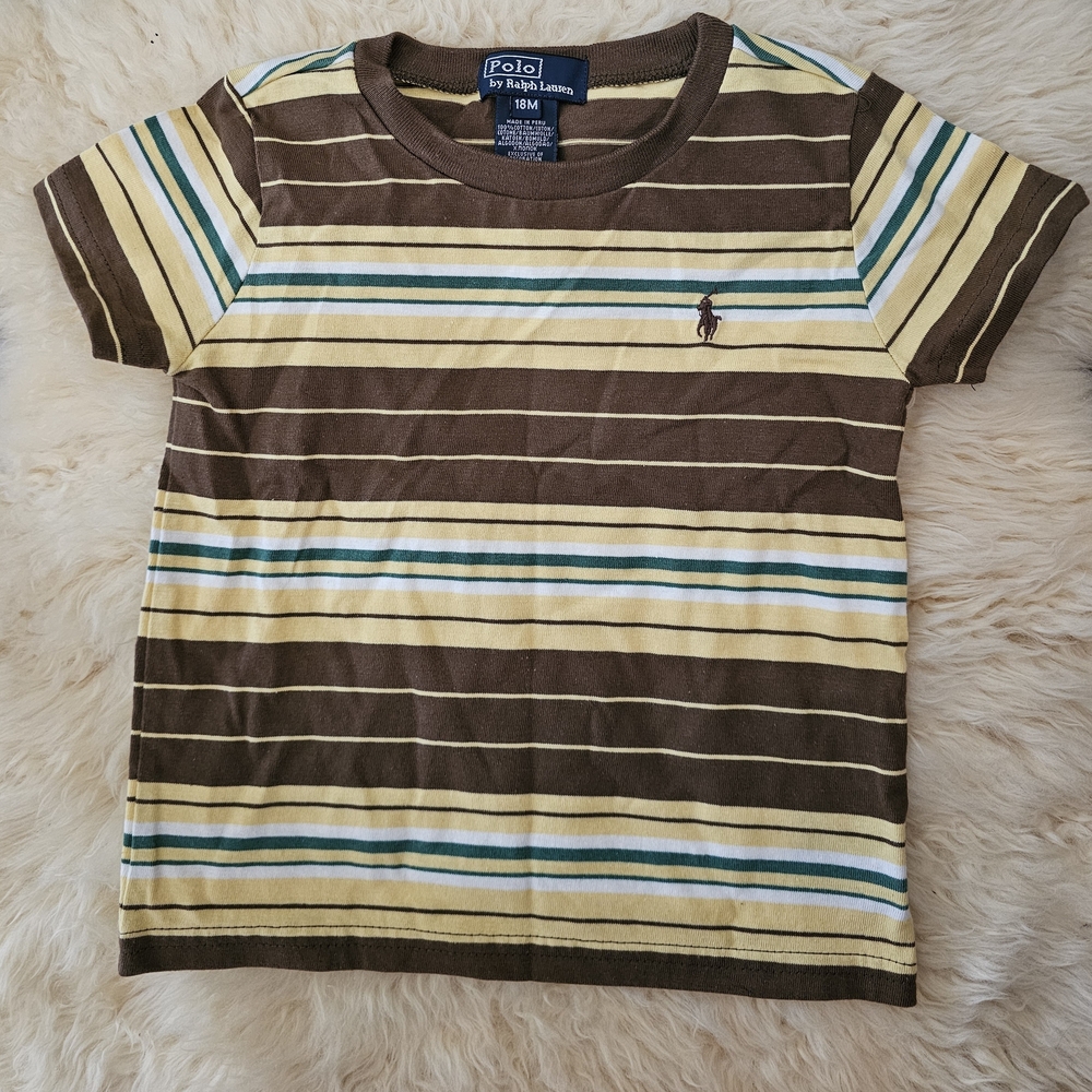 Polo by Ralph Lauren Kids Striped Brown and Yellow T-Shirt